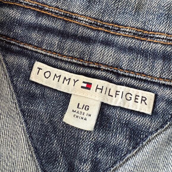 Y2K Tommy Hilfiger Studded Denim Blazer Jacket L Button Up Western Vintage Style - Picture 5 of 8